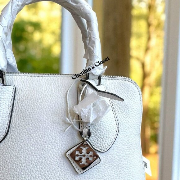 Tory Burch Mini Swing Satchel Leather White with Silver Hardware - Picture 10 of 13